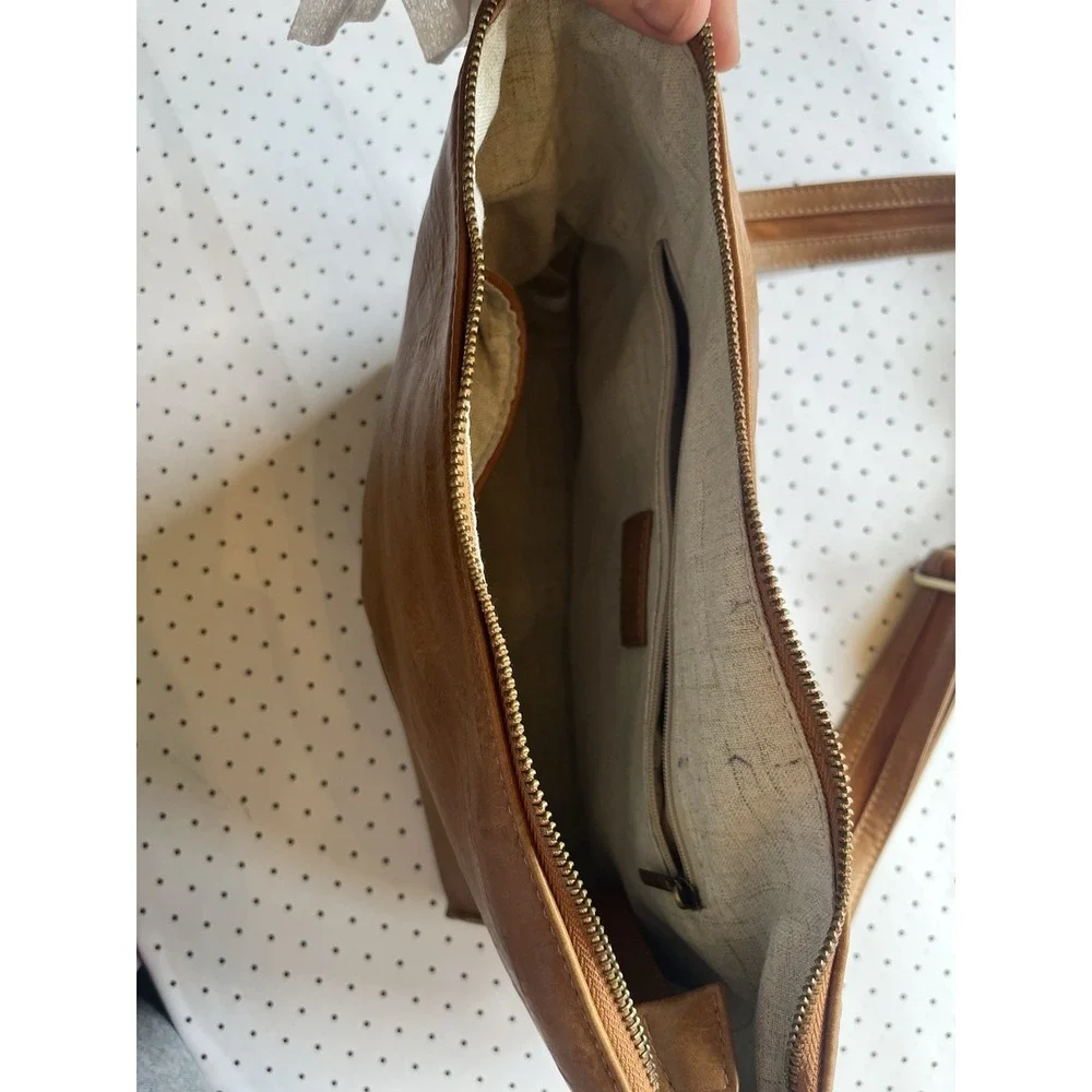 Joy Susan Cognac Vegan Leather Crossbody Slouch Hobo Bag Adjustable Strap Brown